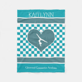 Grön rutig gymnastik för kricka med monogramen fleecefilt