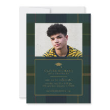 Grön rutig inbjudan till avslutningsfirande