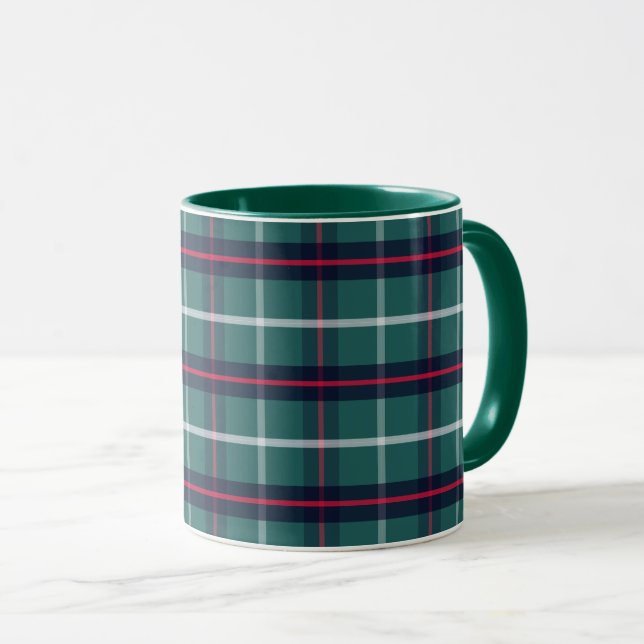 Grön Rutig Kaffemug Mugg (Framsida höger)