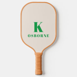 Grön Rutig Modern Monogram Pickleball Paddle