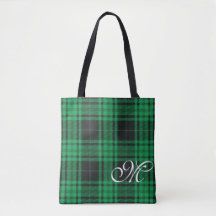 Grön rutig monogram shoppingbag