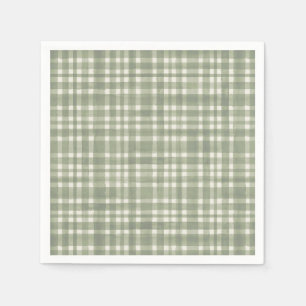 Grön rutig vattenfärg Gingham festtallrik Pappersservett