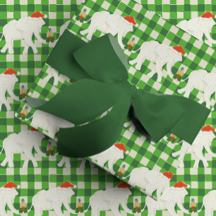 Grön rutig vit elefant julfest presentpapper