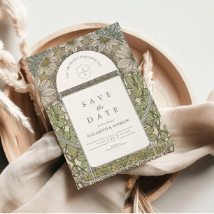 Grön Sage Art Nouveau bröllop Spara Datumet