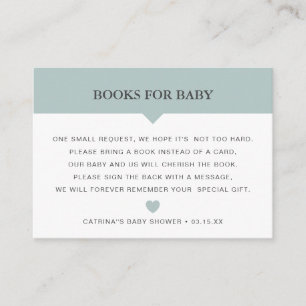 Grön Sage Bokförfrågan Baby Shower Infogningskort Tilläggskort