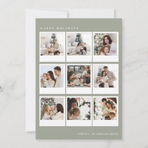 Grön Sage Enkel Boho Fotokollage Jul Julkort