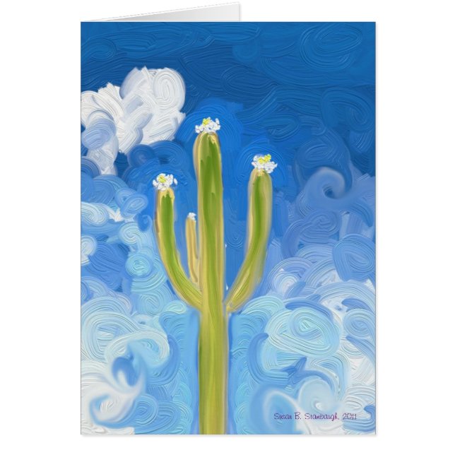 Grön Saguaro, blå himmel OBS Kort (Framsidan)