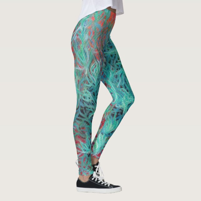 Grön Salvia och Röd Sand Leggings (Höger)