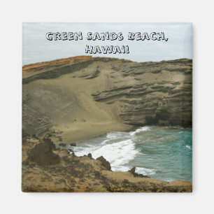 Grön Sandsstrand Hawaii Magnet