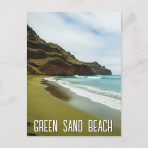 Grön sandstrand Hawaii Resa Vykort
