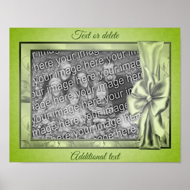 Grön Satin Band Ram Skapa Ditt Eget Foto  Poster (Framsidan)