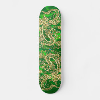 Grön Satin Lush Skateboard med Guld Drak Bräda 20,5 Cm