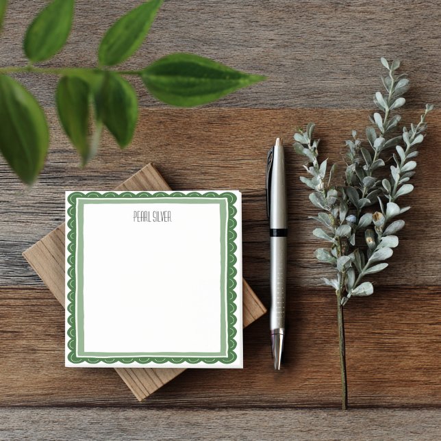Grön Scallop ANPASSAD Chic Monogram Personlig Post-it Block (Green Scallop CUSTOM Chic Monogram Personalized Post-it Notes
)