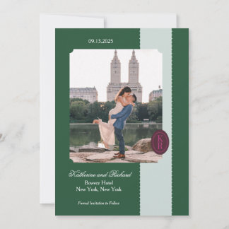 Grön scalloped kant Spara datum Inbjudningar