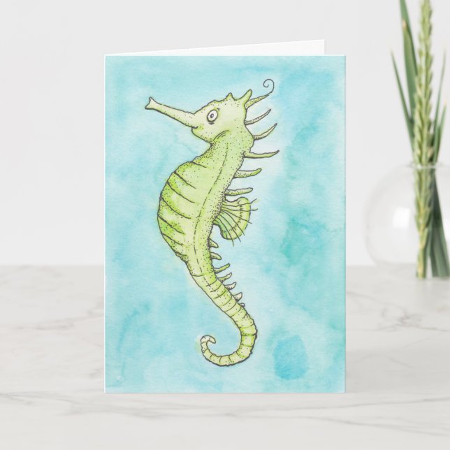 Grön Seahorse Kort (Framsida)