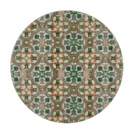 Grön senapsblommig Azulejos Geometriskt mönster