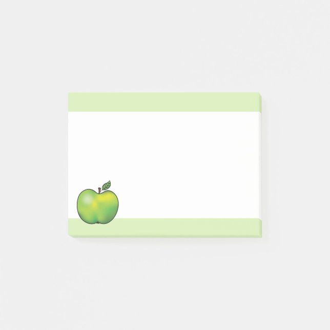 Grön seriefigur Äpple Frukt Illustration Post-it Block (Framsida)