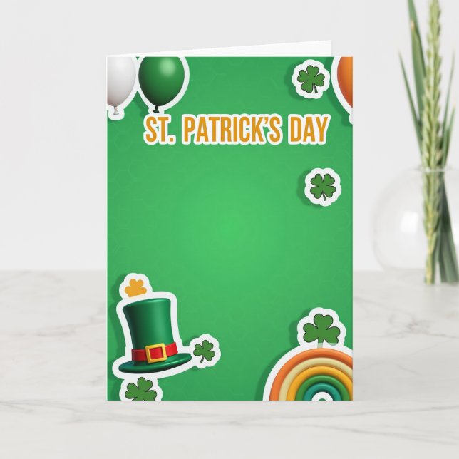 Grön sexkantig St Patricks-kort Kort (Framsida)