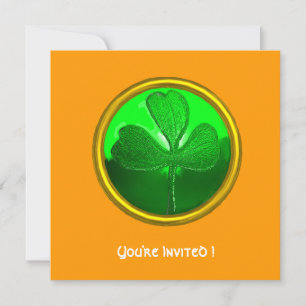 GRÖN SHAMROCK ÄDELSTEN, ST PATRICK'S DAY FEST INBJUDNINGAR