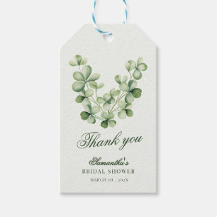 Grön Shamrock  Bröllopsdusch Tackkort Presentetikett