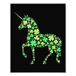 Grön Shamrock Enhörning Söt Lyckosam Magisk Design Fototryck