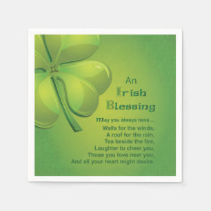Grön Shamrock för irländska välsignelser som Pappersservett