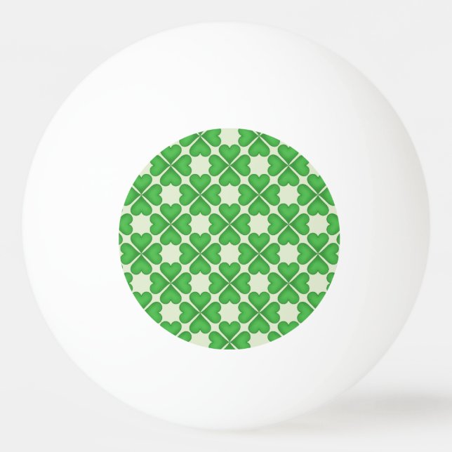 Grön Shamrock Fyrklöver Hjärtmönster Pingisboll (Framsidan)