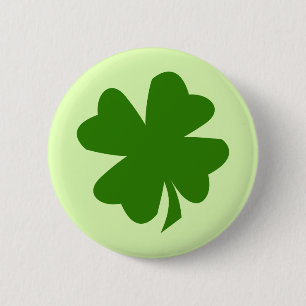 Grön shamrock fyrklövra lyckliga St Patrick Knapp