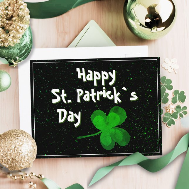Grön Shamrock Irländsk Glad St. Patricks dag Helg Vykort (Skapare uppladdad)