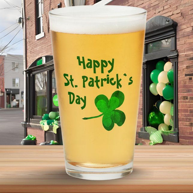Grön Shamrock Irländsk Glad St. Patrick's Day Glaskopp (Skapare uppladdad)