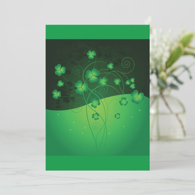 Grön Shamrock Klöver St Patrick’s Day Tur Inbjudningar (Skapare uppladdad)