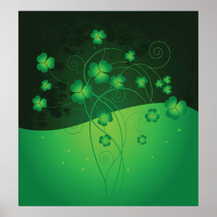 Grön Shamrock-klöver St Patrick’s Day Tur Poster
