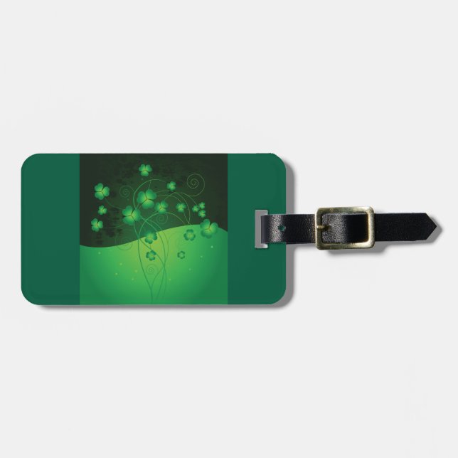 Grön Shamrock Klöver St Patricks Dag Tur Bagagebricka (Horisontell Framsida)