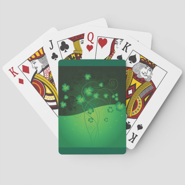 Grön Shamrock Klöver St Patricks Day Tur Casinokort (Baksidan)