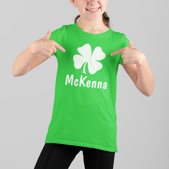 Grön Shamrock Namn St Patricks Dag Barn T-shirt (Skapare uppladdad)