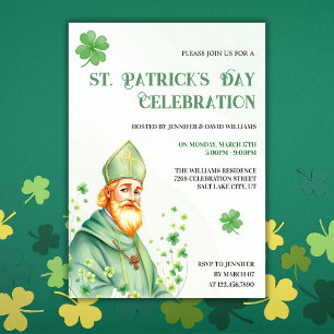 Grön Shamrock & Saint Religiös St Patricks Day Inbjudningar