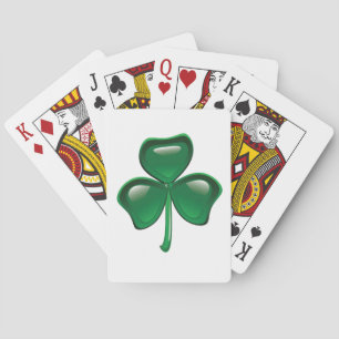 Grön Shamrock som leker kort Kortlek