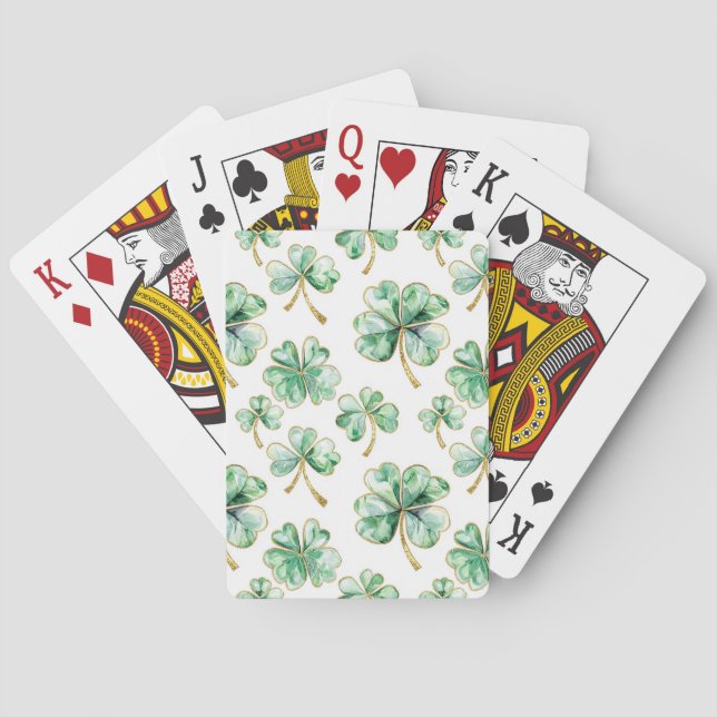 Grön Shamrock St. Patricks dag Casinokort (Baksidan)