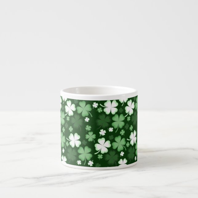 Grön Shamrock, St. Patricks dag Espressomugg (Framsidan)