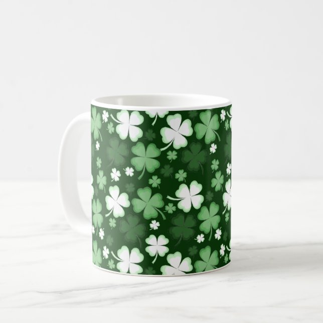 Grön Shamrock, St. Patricks dag Kaffemugg (Framsida vänster)