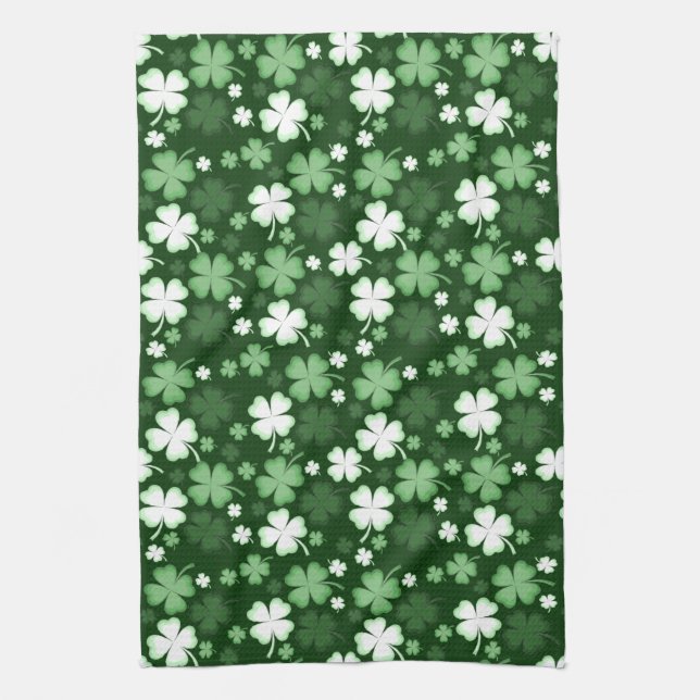 Grön Shamrock, St. Patricks dag Kökshandduk (Vertikal)