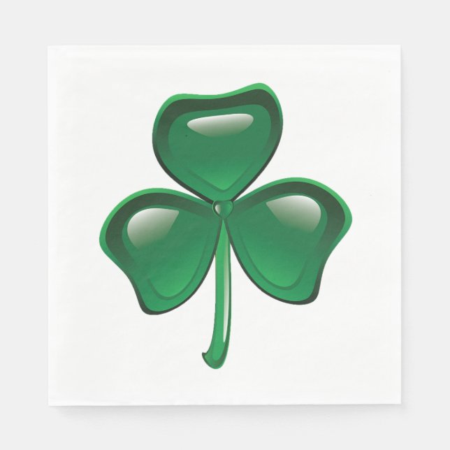 Grön Shamrock Trebladig Klöver Pappersservett (Framsidan)