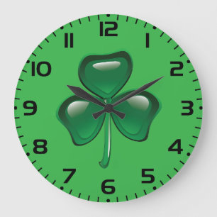 Grön Shamrock Tredelad Klöver Stor Klocka