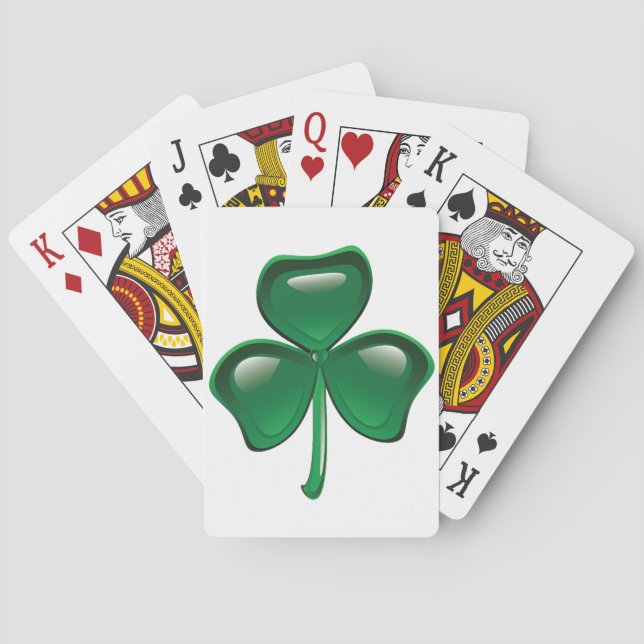 Grön Shamrock Tredelagsklöver Casinokort (Baksidan)