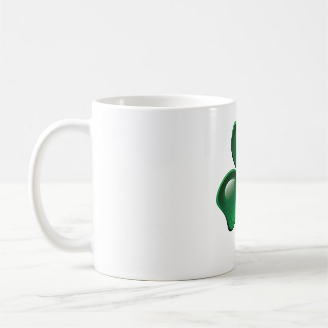 Grön Shamrock Tredelagsklöver Kaffemugg (Vänster)