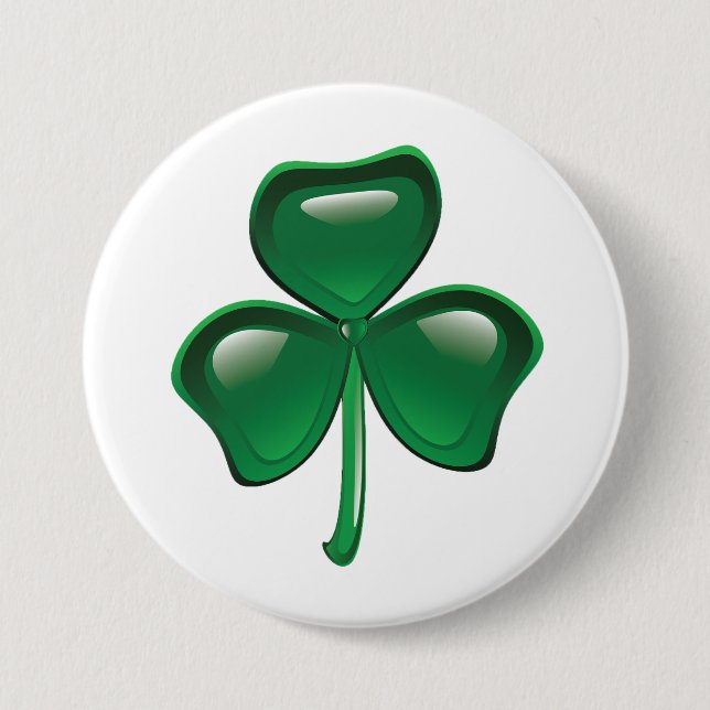 Grön Shamrock Tredelagsklöver Knapp (Framsida)