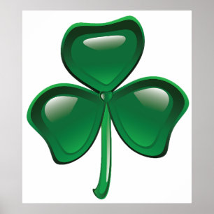 Grön Shamrock Tredelagsklöver Poster