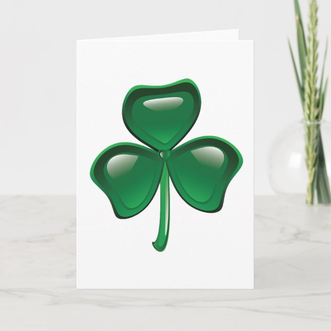 Grön Shamrock Tredelsklöver Kort (Framsida)