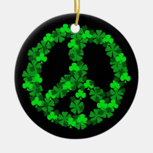 Grön Shamrockfredsteckenprydnad Julgransprydnad Keramik