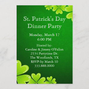 Grön ShamrocksSts Patrick inbjudan för dag